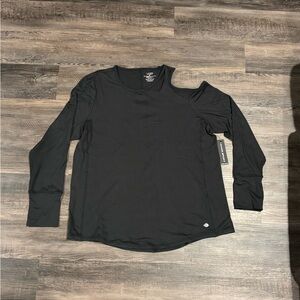 Elie Tahari Black Long Sleeve Cutout Shoulder Top